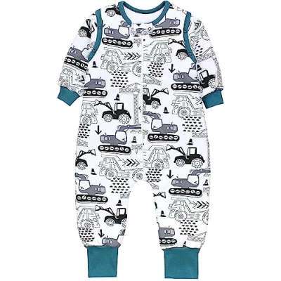 Abbildung von TupTam Baby Schlafsack mit Füßen und Ärmel OEKO TEX zertifizierte Materialien Winterschlafsack, Farbe: Bagger/Grün, Größe: 80 86