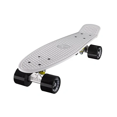 Abbildung von Ridge Skateboard 55 cm Mini Cruiser Retro Stil In M Rollen Komplett U Fertig Montiert Weiss Orange