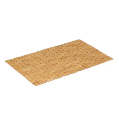 Abbildung von Relaxdays Badematte Bambus, 70 x 42 cm, faltbar, rutschfest, Bambusmatte für Badewanne, Dusche, Sauna, Badteppich, Natur