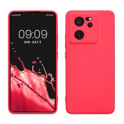 Abbildung von kwmobile Slim Case kompatibel mit Xiaomi 13T / Pro Hülle Handyhülle aus Silikon in Neon Pink