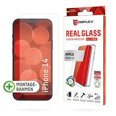 Abbildung von DISPLEX Panzerglas (10H) + Schutzhülle für Apple iPhone 14 Eco Montagerahmen, Case, Tempered Glas, kratzer resistente Schutzfolie