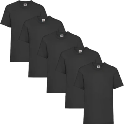 Abbildung von GIDUTEX Kinder Tshirt by Fruit of The Loom Valueweight Unisex 104 116 128 140 152 (DE/NL/SE/PL, Numerisch, 104, Regular, Schwarz)