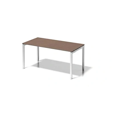 Abbildung von BISLEY Cito Schreibtisch, 650 850 mm höheneinstellbares U Gestell, Metall, Wn396 Dekor Nußbaum, Gestell Verkehrsweiß, 80 x 160 85 cm