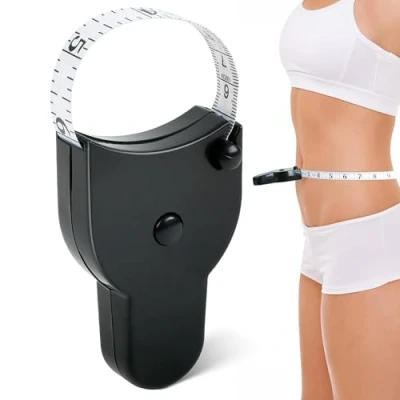 Abbildung von Massband Körper 150cm/60 Zoll Einziehbares Maßband, Maßband Nähen körpermaßband, Schneidermaßband Measuring Tape zum Messen von Länge, Brust, Taille (Schwarz)