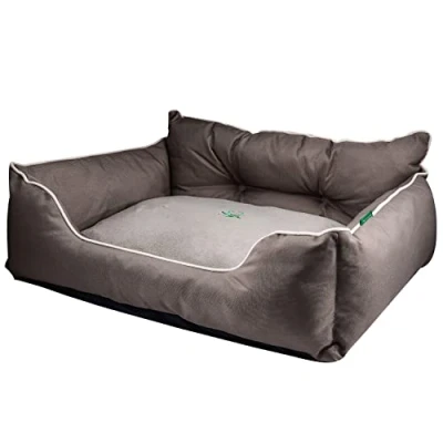 Abbildung von UNITED COLORS OF BENETTON. Pets Hundebett, Ergonomisches Bett für Mittelgroße Hunde, Aus Polyester, Waschmasschinegeeignet, Braun, Größe L, 75x60x20 cm
