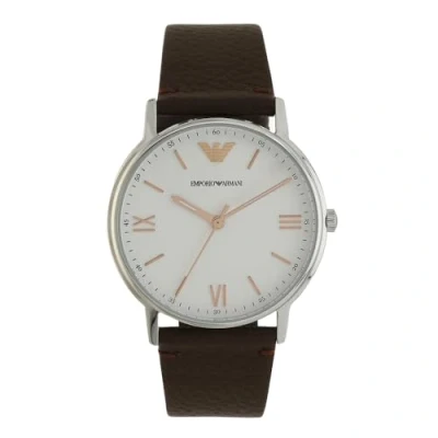 Abbildung von Emporio Armani Uhr für Herren, Dreizeigerwerk, 41mm Silbernes Edelstahlgehäuse mit Lederarmband, AR11173