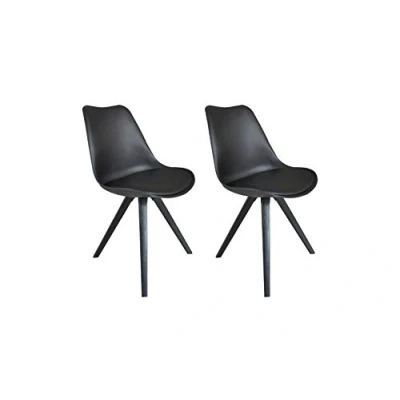 Abbildung von byLIVING Esszimmerstuhl KIRA / 2er Set/Sitzschale weiß/Sitzpolster Kunstleder weiß/Gestell Metall Eiche Optik hell braun/Esszimmerstuhl/Wohnzimmerstuhl/B 48, H 86, T 55,5 cm