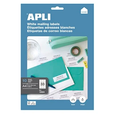 Abbildung von APLI 12924 Permanent Etiketten, 70,0 x 25,4 mm, 10 Blatt