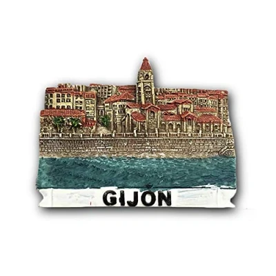 Abbildung von 3D Gijon Spanien Kühlschrank Magnet Tourist Souvenirs Handarbeit Harz Handwerk Magnetischen Aufkleber Home Küche Dekoration Reise Geschenk