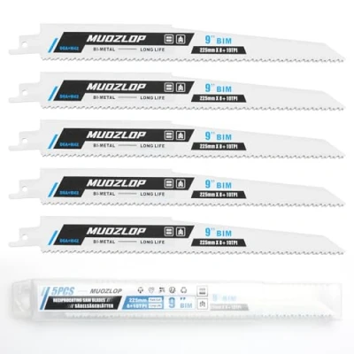 Abbildung von MUOZLOP 5 Pack 9 inch Säbelsägeblätter Set，8+10 TPI Sägeblätter für Säbelsäge，für Holz/Metall (5, 8+10TPI 225mm)