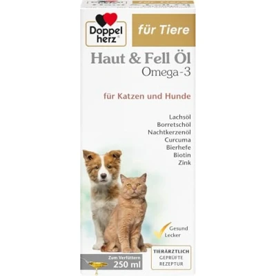 Abbildung von Doppelherz Haut und Fell Öl für Katzen Hunde Mit essentiellen Omega 3 6 Fettsäuren 250ml