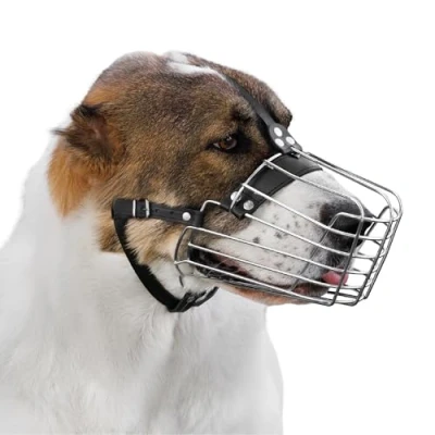 Abbildung von BRONZEDOG Drahtkorb Hund Maulkorb Metall Leder verstellbar (Size 7: Alabai &amp; Maremma)
