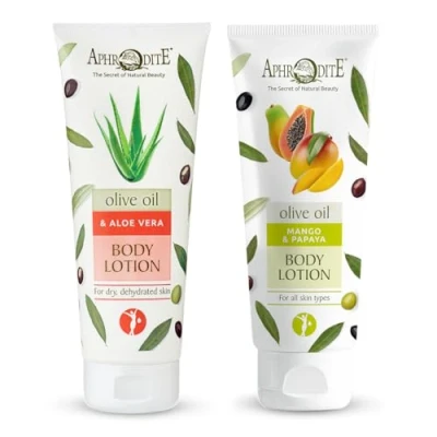 Abbildung von Aphrodite Körperpflege Set. 2 teiliges Körperlotion Set für intensive Feuchtigkeitsversorgung, geschmeidige Haut 1x Bodylotion mit Aloe Vera Mango &amp; Papaya Straffende Körpercreme