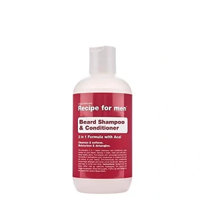 Abbildung von RECIPE FOR MEN Beard Shampoo und Conditioner 2 in 1 Reinigt, macht weich, entwirrt mit Acai Berry Antioxidantien, hergestellt Schweden, 250 ml