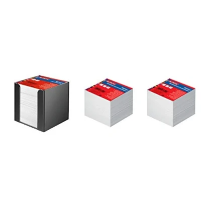 Abbildung von Herlitz Zettelkasten 9x9x9cm mit 700 Blatt weiß gefüllt (Schwarz, + 2 Ersatzzettelblöcke)
