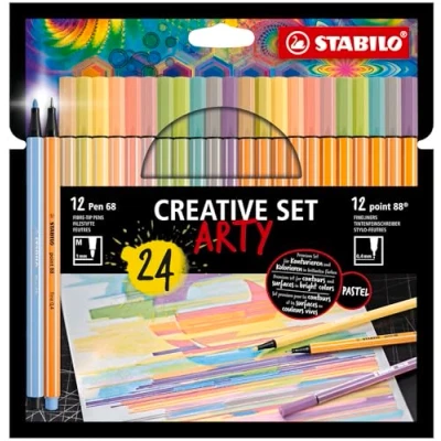 Abbildung von Fineliner &amp; Premium Filzstifte STABILO point 88 Pen 68 ARTY 24er Pack in Pastellfarben 12x 12 Farben, Farben