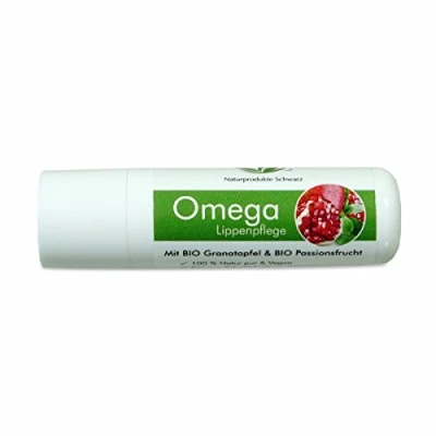 Abbildung von Naturprodukte Schwarz Omega Lippenpflege mit BIO Granatapfel &amp; Passionsfrucht Vegan, ohne Mineralöl 4,8g