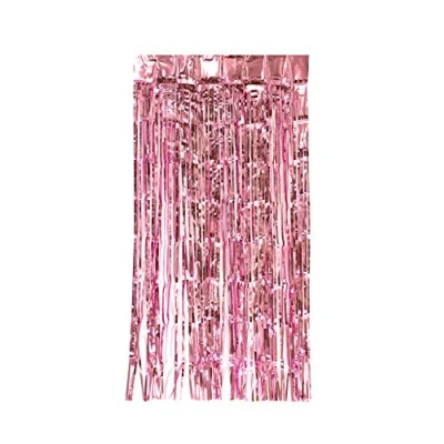 Abbildung von Creativery Lametta Vorhang 50x100cm mit 6mm Breiten Fransen Party Vorhang, Farbauswahl:rosa