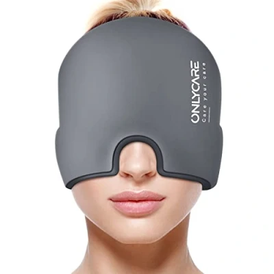 Abbildung von ONLYCARE Mütze Migräne Relief Cap, Headache Hat Kühlmaske Kühlmütze Kopfschmerzen Maske Kühlhaube Kappe Kühlpads Gel zur Linderung von