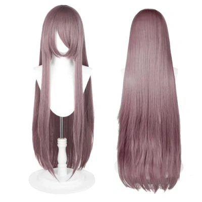 Abbildung von 100cm lange Perücke, universelle Anime Kostüm Cosplay perfekt für Party, täglichen Gebrauch, Festivals und Halloween, ideal TV, Film, Charakter (Mauve)