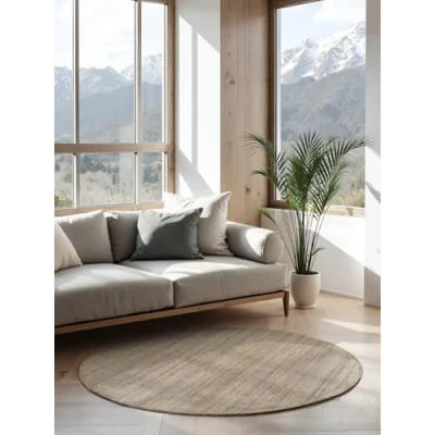 Abbildung von Hanse Home Jute Teppich Rund Natur Wohnzimmerteppich aus 100% Handgewebt &amp; Umweltfreundlich Boho Naturfaser Juteteppich für Wohnzimmer, Schlafzimmer, Esszimmer Grau Braun, Ø 160cm