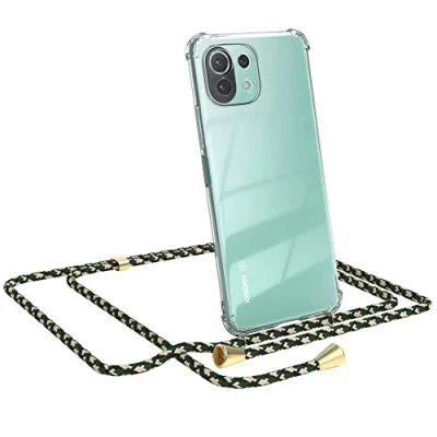 Abbildung von EAZY CASE Handykette kompatibel mit Xiaomi Mi 11 Lite/Mi Lite 5G / NE Handyhülle Umhängeband, Handykordel Schutzhülle, Silikonhülle Band, Stylische Kette, Grün Camouflage