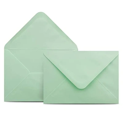 Abbildung von 50 Briefumschläge DIN C6 Mintgrün Grün 11,4 x 16,2 cm Kuverts mit 100 g/m² Nassklebung spitze Klappe Umschläge ohne Fenster Colours 4 you