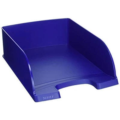 Abbildung von Leitz Briefkorb A4 Jumbo, 4er Pack, Briefablage mit extra großem Fassungsvermögen in Premium Qualität, Stapelbare Ablagefächer als Schreibtisch Organizer, Kombinierbar Plus Serie, Blau, 52330035