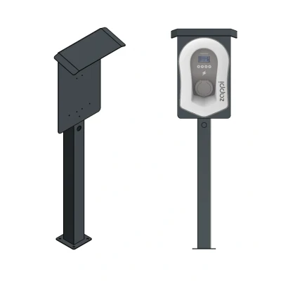 Abbildung von Ladesäule passend für Zappi Charger Wallbox mit Dach und Kabelhalter Ständer Standfuß Stele