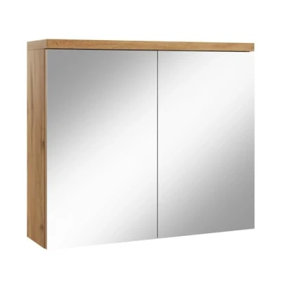 Abbildung von Badezimmer Spiegelschrank Toledo 80cm Eiche Stauraum Unterschrank Möbel Zwei Türen Badschrank