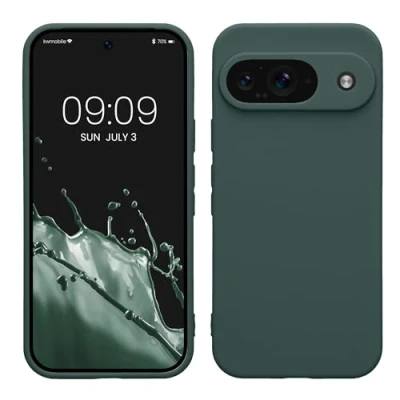 Abbildung von kwmobile Handyhülle kompatibel mit Google Pixel 9 Hülle Handy Case aus weichem Silikon in Moosgrün