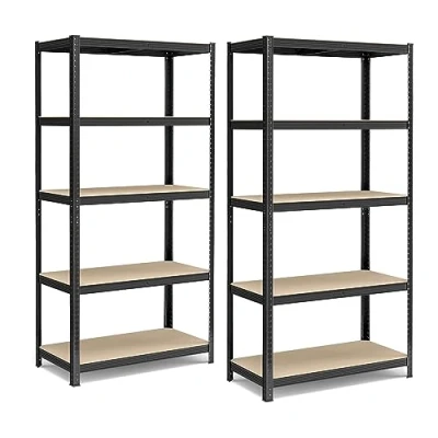 Abbildung von SONGMICS Schwerlastregal, 2er Set, Kellerregal, Lagerregal, 50 x 100 200 cm, Regal mit Stahlgestell, jeweils bis 600 kg belastbar, 5 verstellbare Ablagen, schwarz GLR050B02