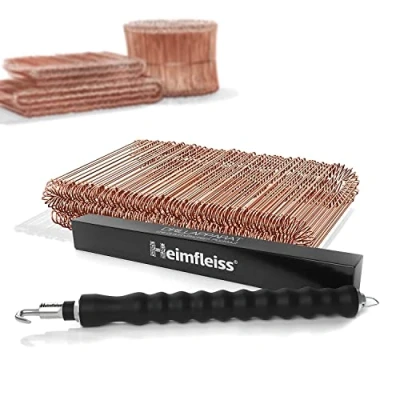 Abbildung von Heimfleiss® Drillapparat Driller + verkupfertem Rödeldraht 1,0 x 100 160 mm (250 Stk.) hochwertiges Set aus Drahtbinder Rödelzange &amp; Bindedraht Sackverschluss Drahtverschluss Ösendraht Drill Draht