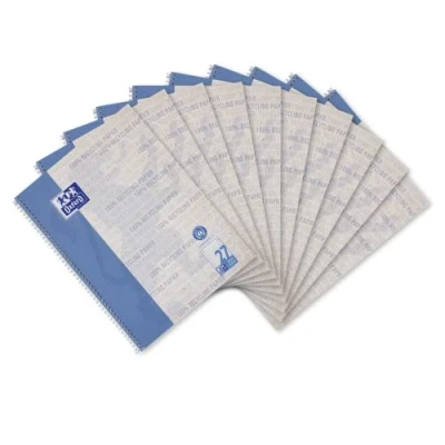 Abbildung von Oxford Recycling Collegeblock A4 liniert mit Doppelrand, 80 Blatt, 10 Stück