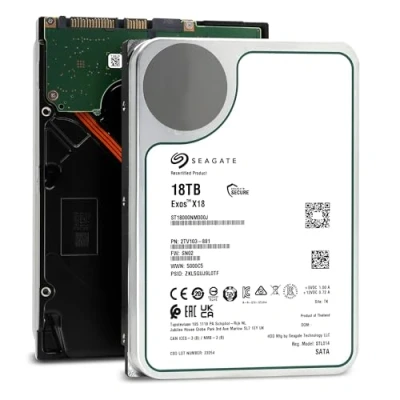 Abbildung von Seagate EXOS X18 18TB ST18000NM000J Interne Server Festplatte, 3,5 Zoll HDD SATA 6GB/S 7200RPM 256MB 24X7 Verfügbarkeit (Generalüberholt)