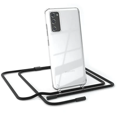 Abbildung von EAZY CASE kombinierbare Handyketten kompatibel mit Samsung Galaxy S20 FE / 5G, Transparente Silikon Hülle Umhängeband, abnehmbar durch abschraubbare Endstücke, Umhängetasche, Schwarz