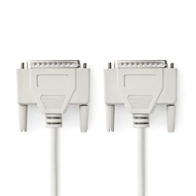 Abbildung von NEDIS Serielles Kabel D Sub 25 Pin Stecker Vernickelt rund PVC Elfenbein Plastikbeutel 2.00 m m, 2.0