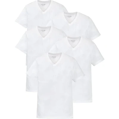 Abbildung von Otto Kern T Shirt Herren im 5er Pack, 5X Kurzarm Shirts mit V Ausschnitt, atmungsaktive Schwarz und Weiß aus 100% Baumwolle, Weiß, Gr. XXL