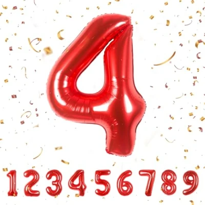 Abbildung von balloon Geburtstag zahlen Rot luftballon 4 jahre Folienballon Riesen in 40&quot; 101cm Geburtstagsdeko Ballon Zahl Deko zum fliegt mit Helium