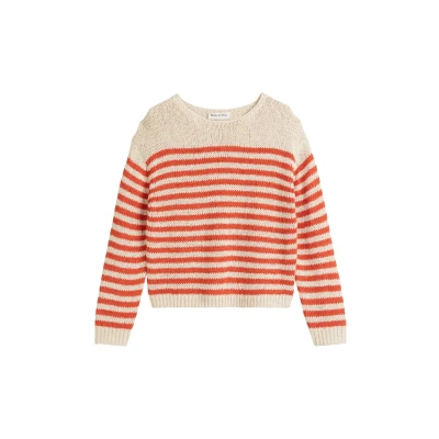 Abbildung von Marc O&#039;Polo Longsleeve BOAT NECK Strickpullover Stripe natural cotton, Damen, Größe: Large, cotton