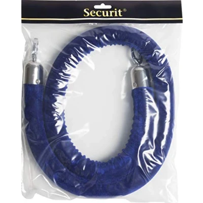 Abbildung von Securit Classic glatte Kordel für Absperrpfosten BLAU mit verchromten Endstücken