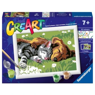 Abbildung von Ravensburger CreArt Sleeping Cats and Dogs Paint by Numbers for Children Painting Arts Crafts Kits Ages 7 Years Up