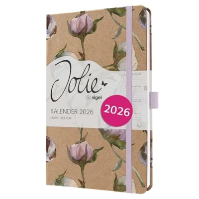 Abbildung von SIGEL J6805 Wochenkalender 2026 A5, Jolie, Cotton Fields Hardcover aus Kraftpapier, Gummiband, Stiftschlaufe, 174 Seiten, vegan, Buchkalender, Terminplaner