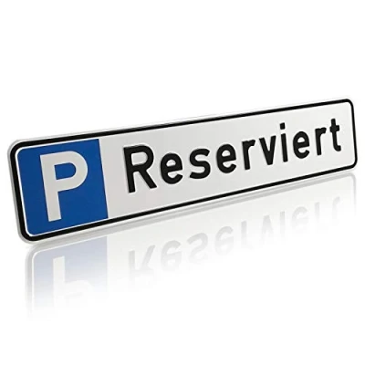 Abbildung von Betriebsausstattung24 Geprägtes Parkplatzschild aus Aluminium in Nummernschildform Reserviert KFZ Kennzeichen für Ihren Parkplatz &amp; Stellplatz 52,0 x 11,0 cm