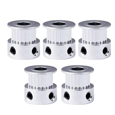 Abbildung von Saipor 5 Stück Aluminium GT2 Zahnscheibe 20 Zähne Bohrung 6,35mm Riemenscheibe 3D Druckerteile für Drucker Reprap 6mm Breite Zahnriemen