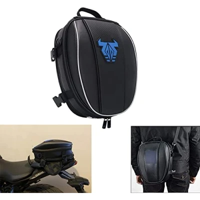 Abbildung von AnXin Wasserdichter Motorrad Rucksack aus Mikrofaser, multifunktional, blau