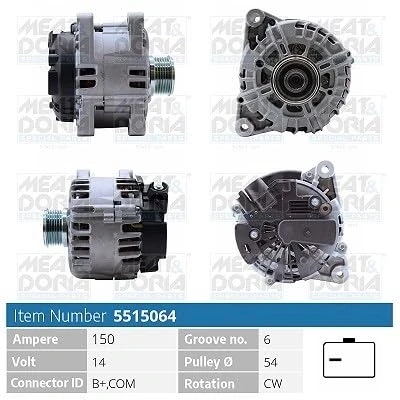 Abbildung von MEAT &amp; DORIA 5515064 Lichtmaschine 14V 150A PEUGEOT: 207 Schrägheck, 3008 I, 5008 CITROËN: C4 I Grand Picasso, Picasso 2, II Schrägheck