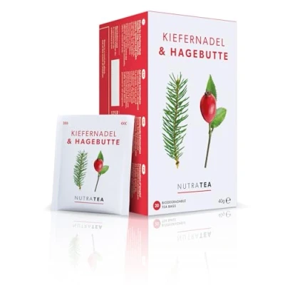 Abbildung von Nutra Tea Hagebutte &amp; Kiefernadel, Kiefernadeltee trägt zur natürlichen Abwehrkräfte des Körpers bei, Erhaltung der Nieren Blasen Funktion, 60 wiederverwendbare Teebeutel, Hagebuttentee