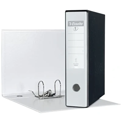 Abbildung von Esselte Eurofile Ordner mit Hebelmechanik und Hülle, Protokoll Format, Karton Kunststoffbeschichtung Dorso 8 cm Bianco