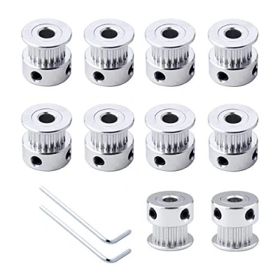 Abbildung von QitinDasen 10Pcs Premium Aluminium GT2 Zahnriemenscheibe, 20 Zähne 5mm Innere Bohrung Riemenscheiben, für 3D Drucker 6mm Breite Zahnriemen